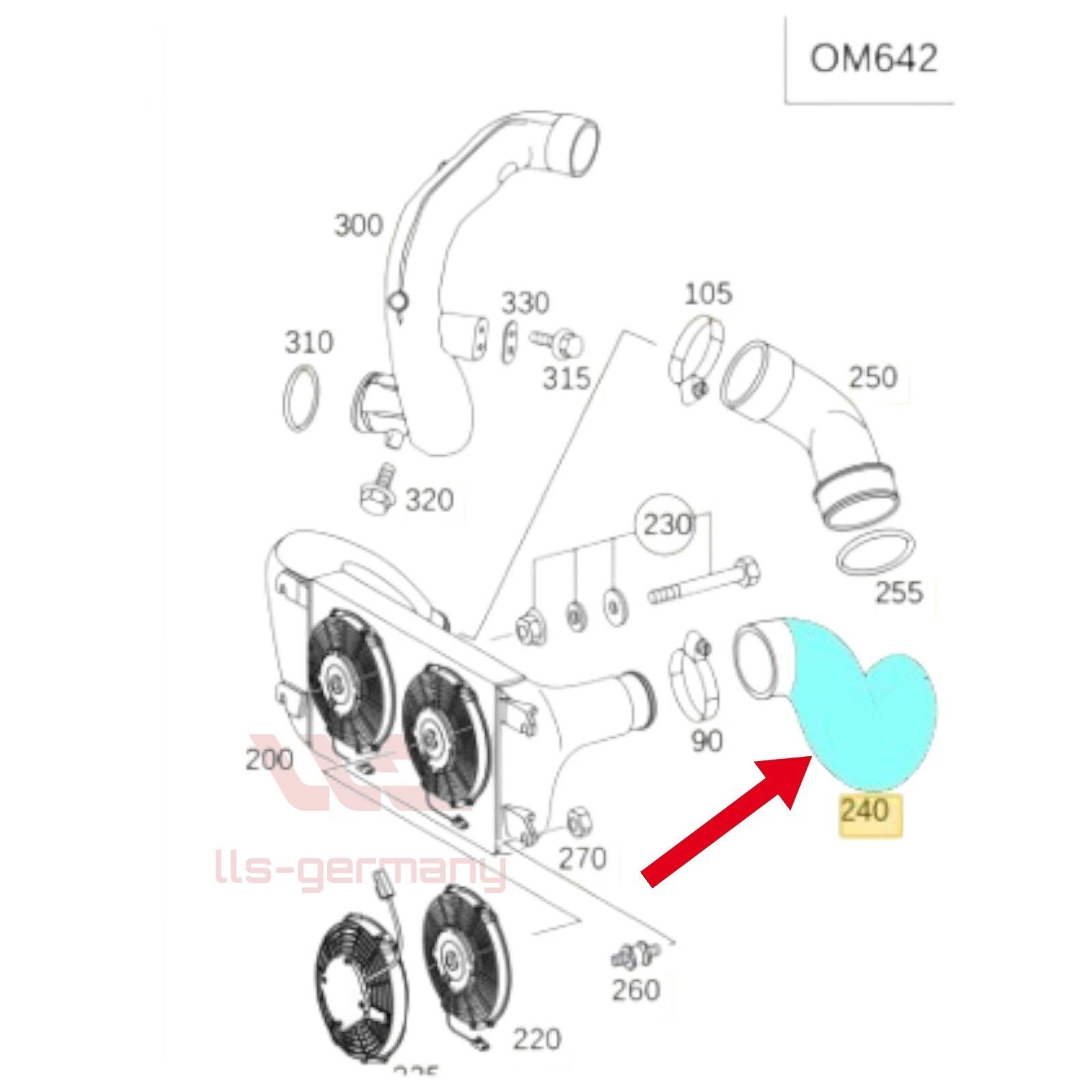 Turboschlauch Ladeluftschlauch für MERCEDES G-Klasse 270 CDI (W461) A4615010384 - Bild 1 von 1