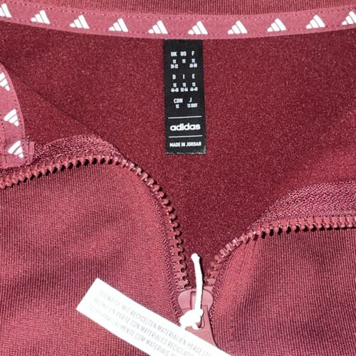 Adidas Women’s Quarter-Zip Fleece Crop Sweatshirt Plus Size 1XL Shadow Red - Picture 2 of 5