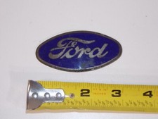 Vtg 1930s Ford Enamel Radiator Hood Grille Blue Oval Emblem Badge