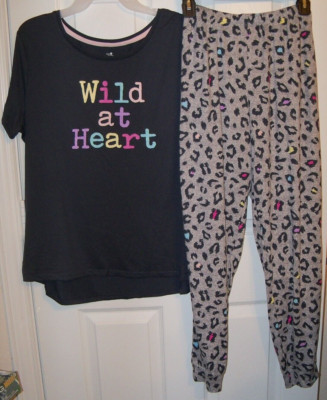 Secret Treasures Wild Heart Long 2 Piece Pajama PJ Set Womens Medium 8  10 NWT