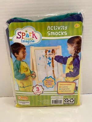 Spark Create Imagine Activity Smock Kids Pocket Apron 2 Count Craft Supplies 2+