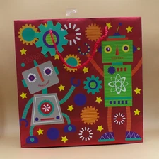 Rockin Robots with Gift Tag Gift Bag 12"x12"x5" New The Gift Wrap Co