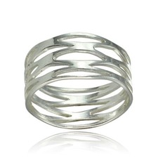 Sterling Silver High Polished Multi Wrap Band Ring, Size 7