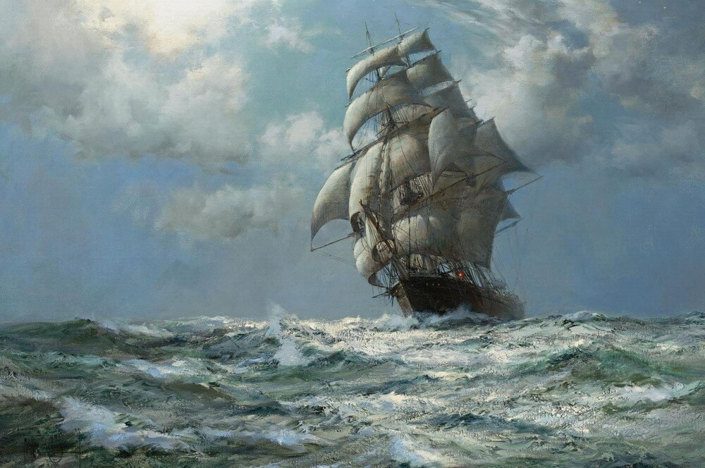 Art Giclee Printed Oil Painting Ship Sailboat Nautical Home
