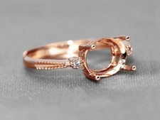 6x8mm Oval Semi-Mount Ring Rose Gold Plated Engagement Setting Band