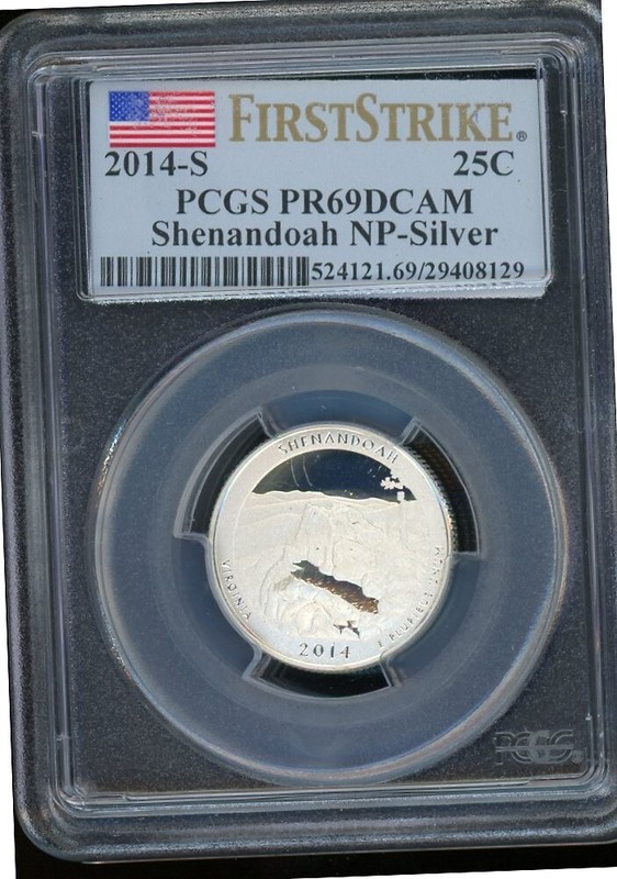 2014-S SILVER SHENANDOAH NATIONAL PARK QUARTER PCGS PR69DCAM CERT #29408129