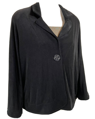 Chico's Travelers Size 2 Jacket Black Button Cardigan Top Travel Knit Collection