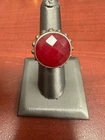 Women's Beautiful Large Red Gemstone Vintage Sterling Silver Ring Size 6.75