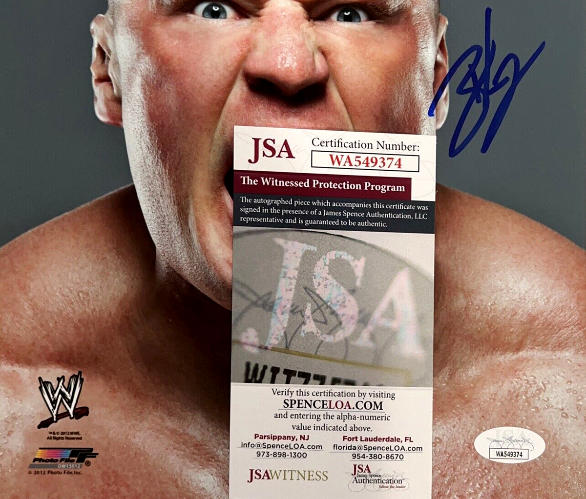 WWE BROCK LESNAR SIGNED 8X10 ORIGINAL PHOTO FILE PHOTO WITH JSA