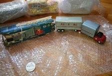 Vintage SSS-SIE Toys (Japan) # 1956 Large Tin Tractor Trailer GNU with BOX