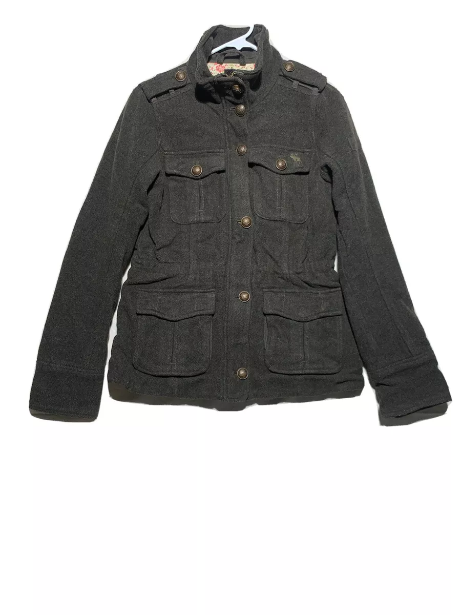 Abercrombie Fitch Jacket Women Small Peacoat Dark Green Zip Button Closure eBay