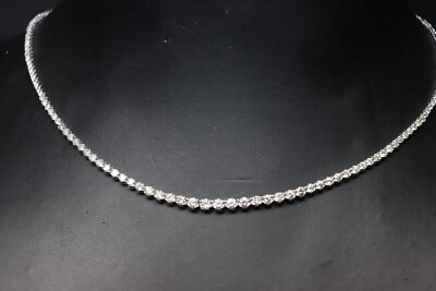4.49 CT Certified VS/GH Lab-Grown Diamond Tennis Necklace Sterling Silver 16''