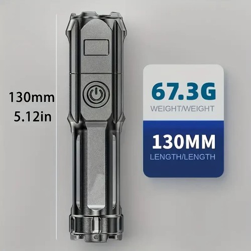 Torcia USB portatile ricaricabile LED super luminosa zoom per uso domestico esterno - Foto 2 di 7
