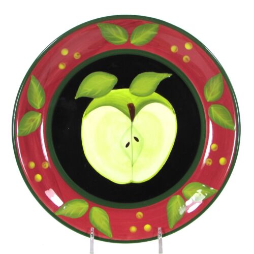 222 Fifth FRUIT PASSION 9" Salad Plate Set 4 Pear Peach Apple Plum Janet Davies - Picture 4 of 22