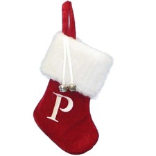 Kurt Adler Monogrammed  P  Miniature Christmas Stocking, 7in