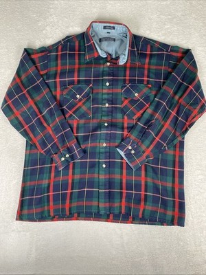 Vintage Winterweights Van Heusen Flannel Shirt Men's XL Plaid Button up Pockets 