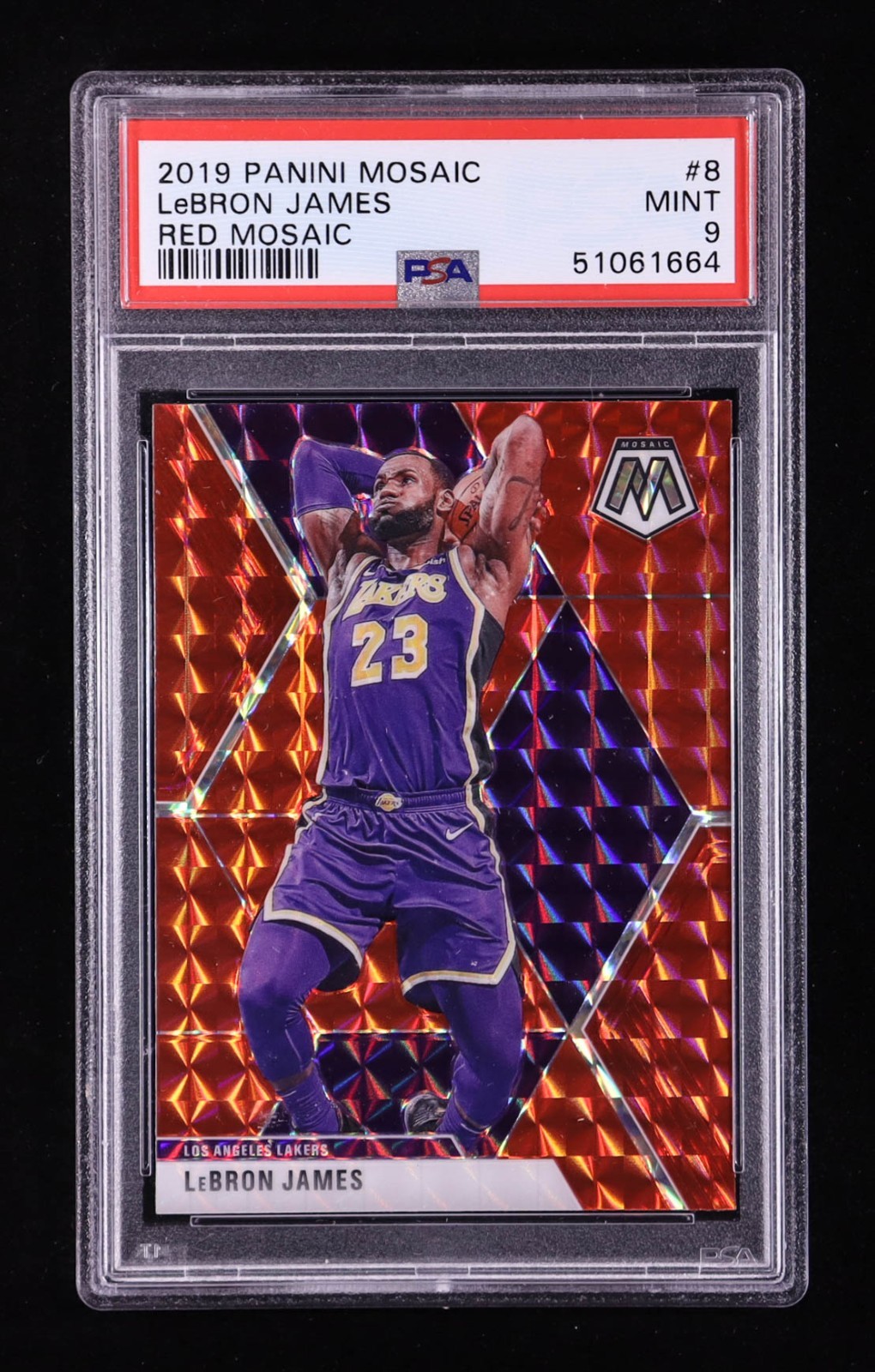 LeBron James 2019-20 Panini Mosaic Mosaic Red #8 (PSA 9)