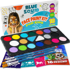 Blue Squid Face Painting Kit for Kids   18 Colors Kids Face Paint Kit Palette wi