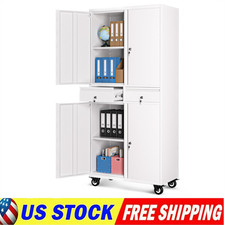 Metal Garage Storage Cabinet w Adjustable Shelves Locking Door for Home Office