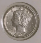1943 P Mercury Dime Brilliant Uncirculated 90% Silver Coin BU