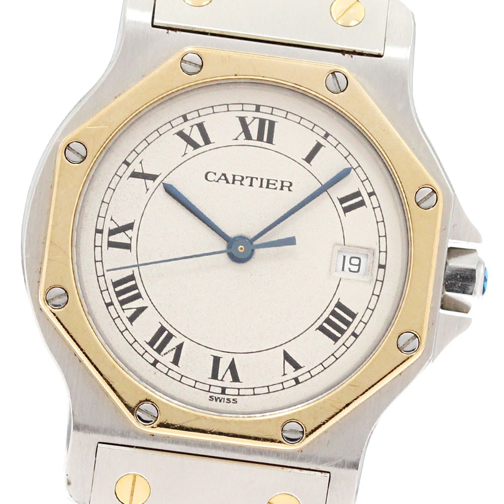 CARTIER Santos Octagon LM W2001583 YG2 tone beige Dial Quartz Men's Watch_875662