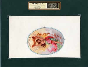 EX RARE Old Original FORTUNA Proof Cigar Label - WINGED ANGEL HOLDING CORNUCOPIA