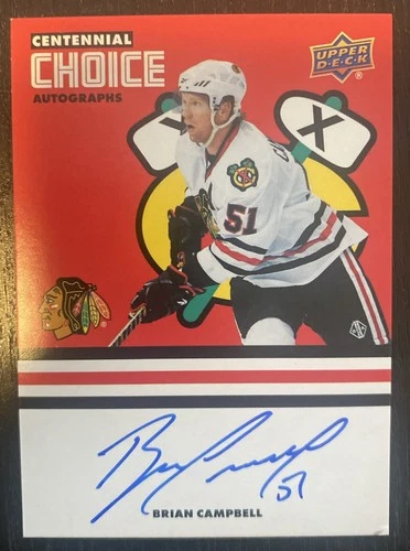 2025-26 Chicago Blackhawks Centennial CHOICE Autographs Brian Campbell! READ DES