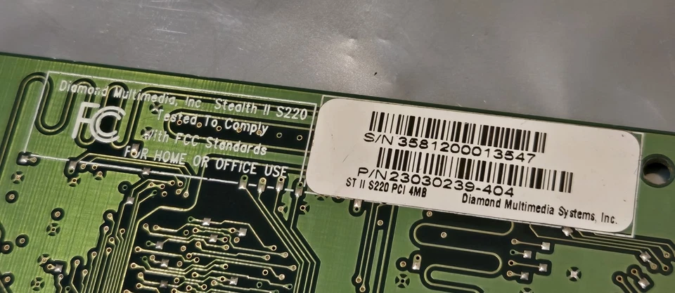 Diamond Multimedia Stealth II S220 4mb PCI video card 23030239-404  TESTED! - Image 4 of 4