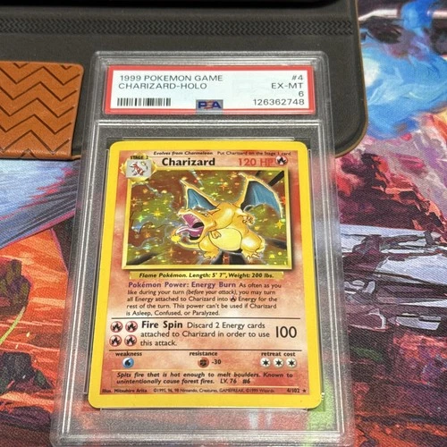 1999 POKEMON BASE SET UNLIMITED #4 CHARIZARD-HOLO PSA 6