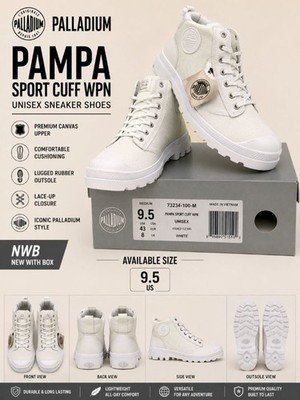 NWB Palladium Pampa Sport Cuff WPN Boots Unisex Size 9.5 Waterproof Shoes
