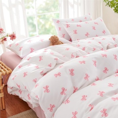 Bettwäsche Set 2tlg Mikrofaser Kinder Mädchen Wende rosa Schleife Design