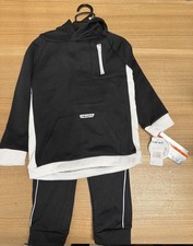 Hind Boys 2 Piece Jogging Set Hoodie And Sweatpants - 4T - Black And White