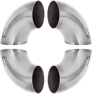4 Pack 304 Stainless Steel Mandrel Bend Elbow, 90 Degree Exhaust Elbow Silver