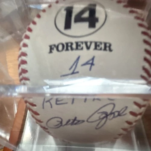 Pete Rose Rawlings MLB Baseball Autographed 'Forever 14' JSA Authentication Orig