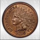 1864 Indian Head Cent L on Ribbon MS62 RB CAC