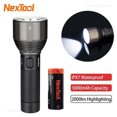 NexTool 2000LM LED Flashlight Rechargeable 380m IPX7 Waterproof 5 Modes Torch