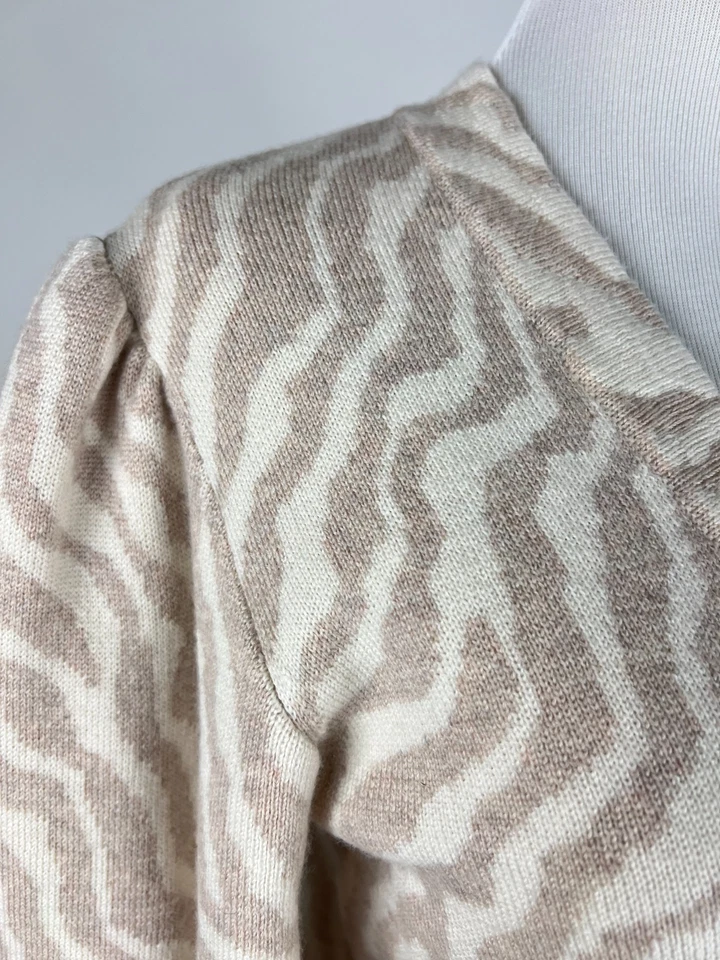 *NWT* ULLA JOHNSON L/S Ultra-SOFT 'CiCi Zebra Knit Wool Cardigan' - S, Cream - Image 3 of 4