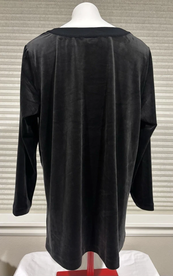 Blusa túnica Pure Jill XL para mujer terciopelo ciruela negra otoño invierno acogedora Foto 2 de 4