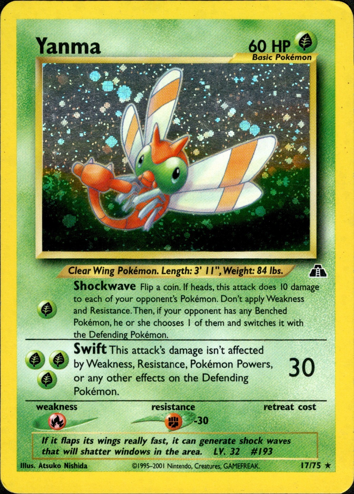 Yanma Neo Discovery Unlimited Holo - 17/75 - NM