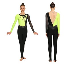 Womens Rompers Sheer Jumpsuit Leggings Bodysuit Costume Unitard Competition