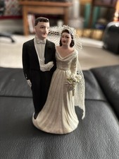 Vintage ACA 1951 Wedding Ceramic Bride Groom Cake Topper 1