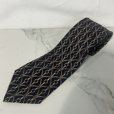 Brooks Brothers Makers Tie Silk Black Gold Equestrian Horse Bit USA Made