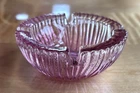 Vintage MCM Art Glass Ashtray Blenko Amethyst Pink ￼￼