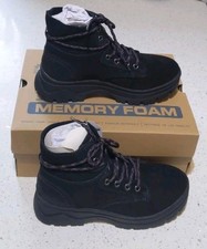 Stivali da trekking Skechers Bobs in pelle memory foam nero effetto scamosciato donna taglia 3