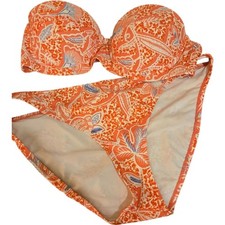 Tory Burch Emmarentia Bikini Two Piece Swimsuit Set Bandeau Sizes S/M Preowned