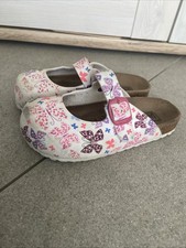 Bioline Hausschuhe Gr: 30 Kinder Schlappen Leder Schmetterling Mädchen