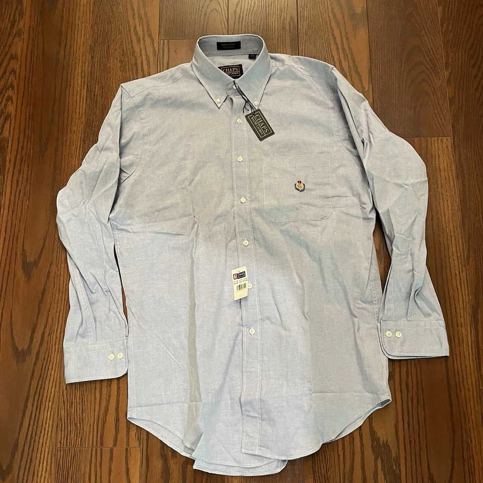 NUEVO CON ETIQUETAS DEADSTOCK Chaps Ralph Lauren 15.5 32/33 Camisa de vestir Oxford de tela con botones Foto 2 de 4