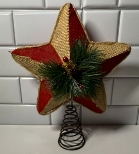 Rustic Home Accents Natural Burlap Star Christmas Tree Topper. - 第 1/4 張圖片