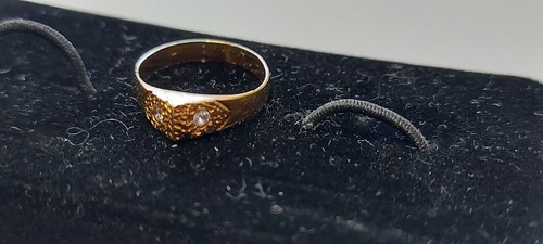 bague or 18 carats poinçon tête de cheval 19 ieme, 0,84 gramme diamants - Picture 7 of 10