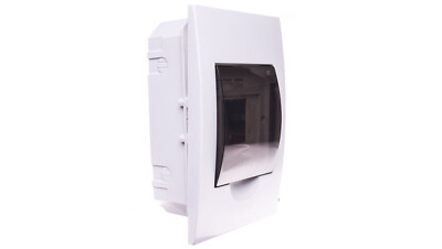 Modulare Kunststoffschaltanlage 1x4, UP, IP40 IK06 N+PE transp. graue Tür DB104F